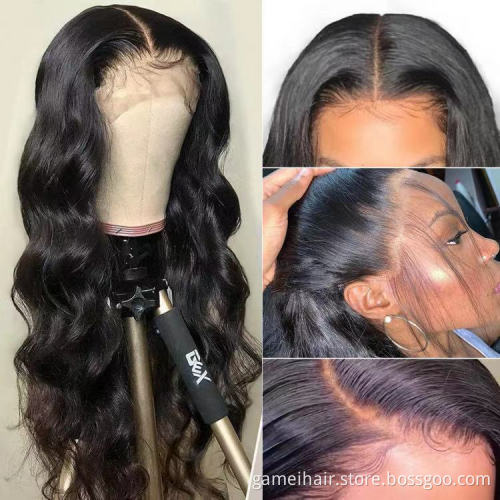 Human Hair Hd Swiss Lace Front Wig Pre Plucked Raw Brazilian Virgin Human Hair Body Wave Transparent 360 Full Lace Frontal Wig